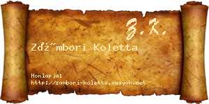 Zámbori Koletta névjegykártya